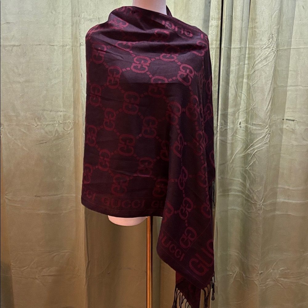 Gucci Deep Red Monogram Scarf